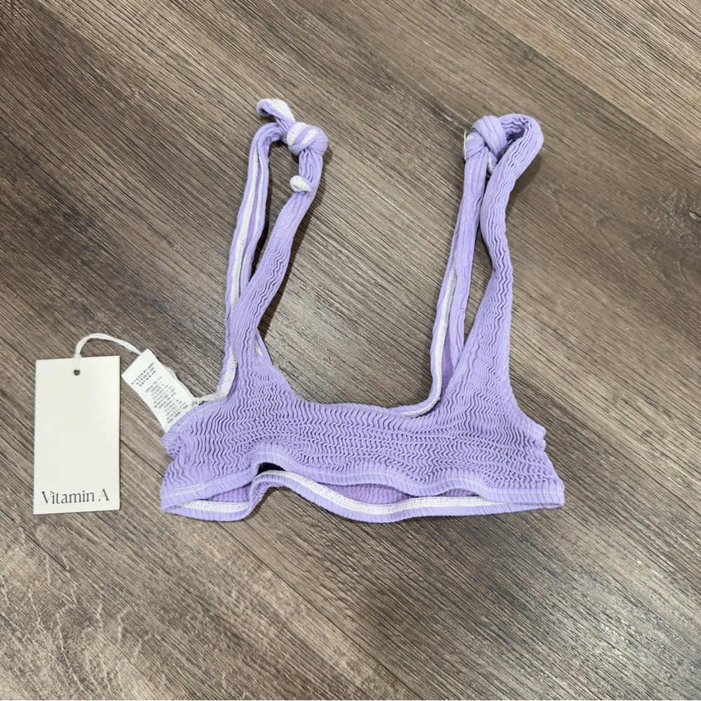 Vitamin A Lavender Ribbed Wave Bikini Top